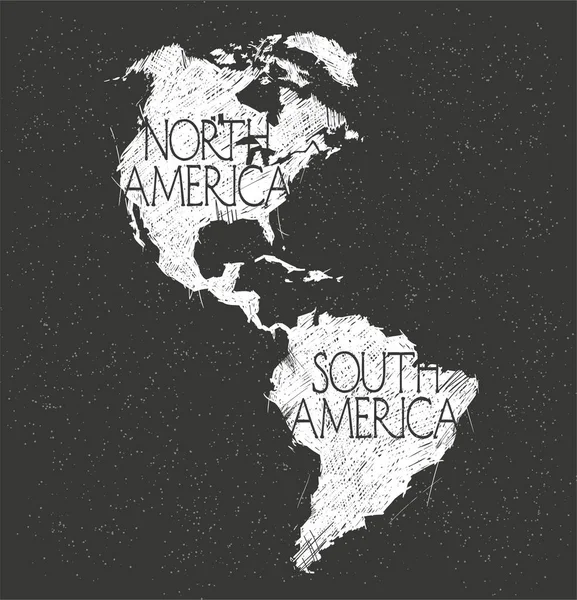 North and South America map background vector performed in vintage style. — Stock Vector