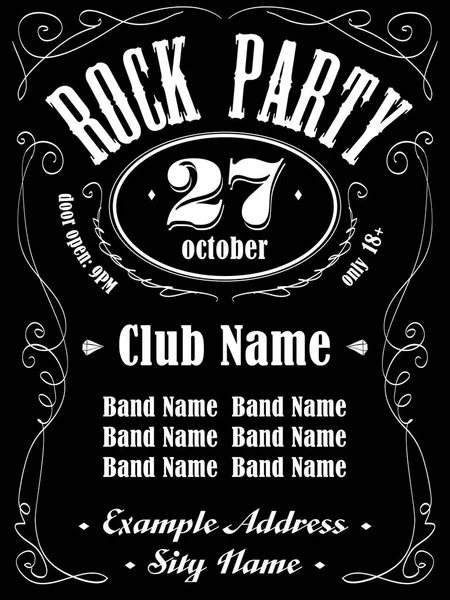 Rock event poster or flyer template. Vector illustration — Stock Vector