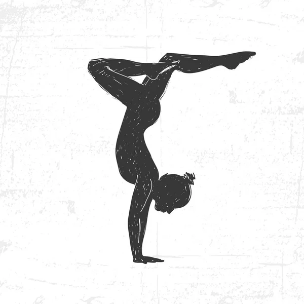 Силуэты гимнастки. Векторная иллюстрация на белом фоне — стоковый вектор