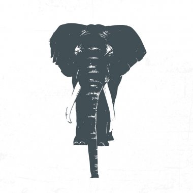 Fil, beyaz arka plan üzerinde izole elle çizilmiş vektör çizim