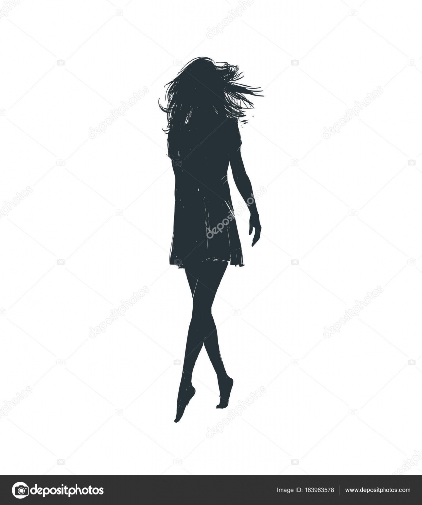 Drawing Of A Girl In A Dress Easy Sketch Of A Girl Walking With