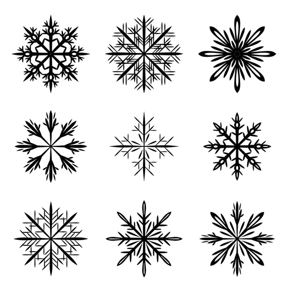 Copo de nieve silueta vector conjunto — Archivo Imágenes Vectoriales