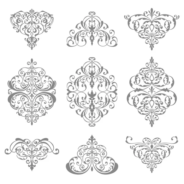 Декоративний набір дамаського орнаменту — стоковий вектор