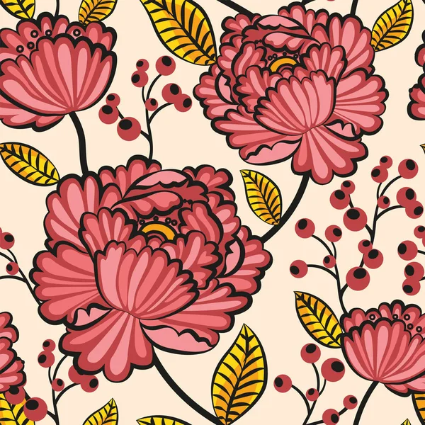 Japanse naadloze patroon bloemen — Stockvector