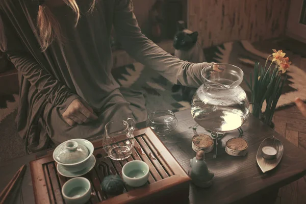 Persiapan untuk upacara minum teh — Stok Foto