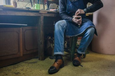 Ayakkabı yapımı. Ayrıntılı görünüm