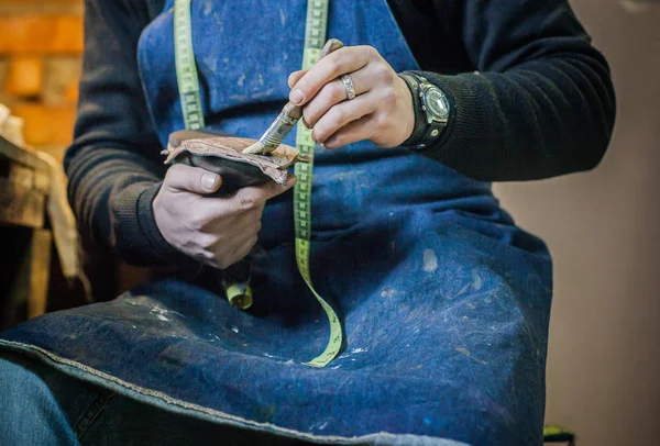 Schuhe Machen Detailansicht — Stockfoto