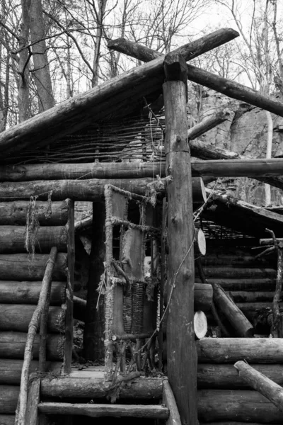 Εγκαταλελειμμένο Ξύλινο Σπίτι Στα Καρπάθια Βουνά — Φωτογραφία Αρχείου