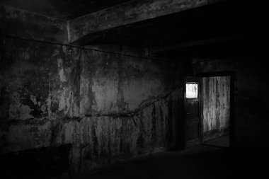 Auschwitz, Polonya - 25 Kasım 2019. Auschwitz toplama kampının bir parçası.