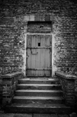 Auschwitz, Polonya - 25 Kasım 2019. Auschwitz toplama kampının bir parçası.