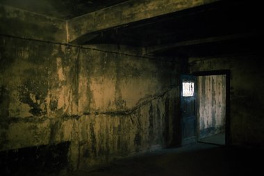 Auschwitz, Polonya - 25 Kasım 2019. Auschwitz toplama kampının bir parçası.