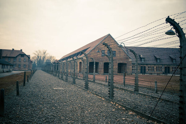 AUSCHWITZ, POLAND - November 25, 2019. Part of Auschwitz concentration camp