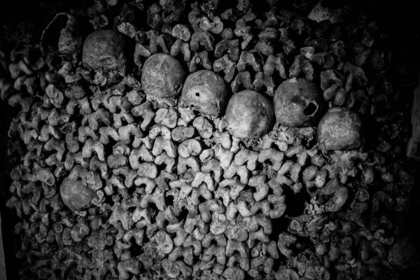 Schedels Botten Catacomben Van Parijs Frankrijk — Stockfoto