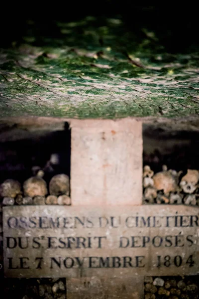 Paris Catacombs Kafatasları Kemikler Fransa — Stok fotoğraf