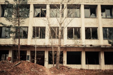 Terk edilmiş binalar ve Çernobil Yasak Bölge Pripyat