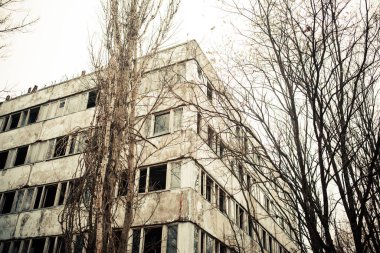Terk edilmiş binalar ve Çernobil Yasak Bölge Pripyat