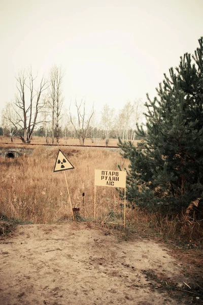 Segno Nucleare Nella Zona Esclusione Prypiat Chernobyl — Foto Stock
