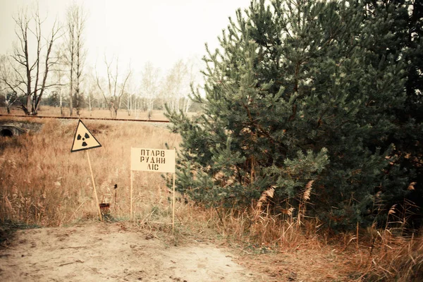 Segno Nucleare Nella Zona Esclusione Prypiat Chernobyl — Foto Stock
