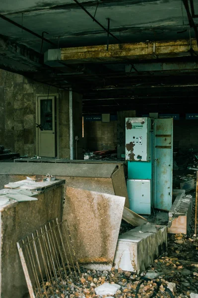 Épicerie Abandonnée Déchets Laissés Dans Zone Exclusion Tchernobyl Pripyat — Photo