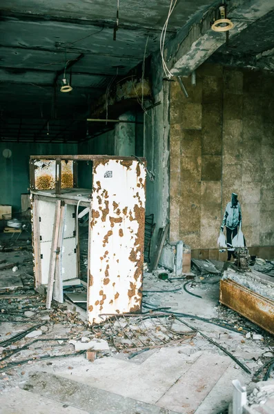 Épicerie Abandonnée Déchets Laissés Dans Zone Exclusion Tchernobyl Pripyat — Photo