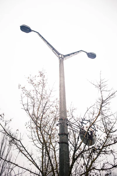 Poteau Lumineux Ancien Rouillé Dans Zone Exclusion Tchernobyl — Photo