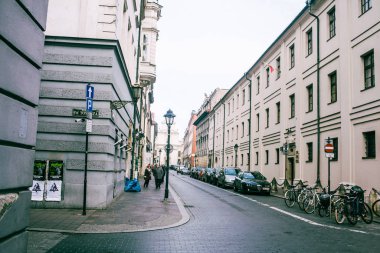 Krakow Polonya - 25.11.2019 Krakow 'un merkezinde eski bir kasaba