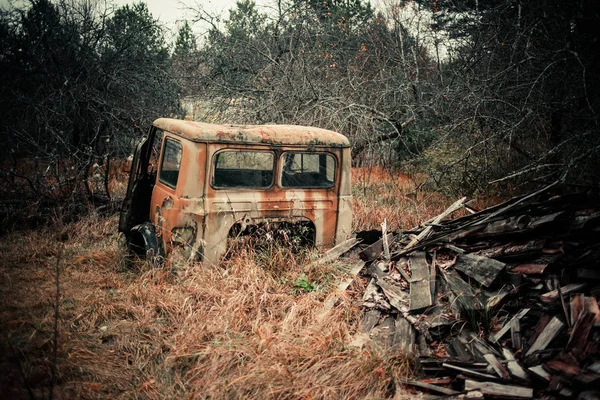 Voiture Abandonnée Tchernobyl Forrest — Photo