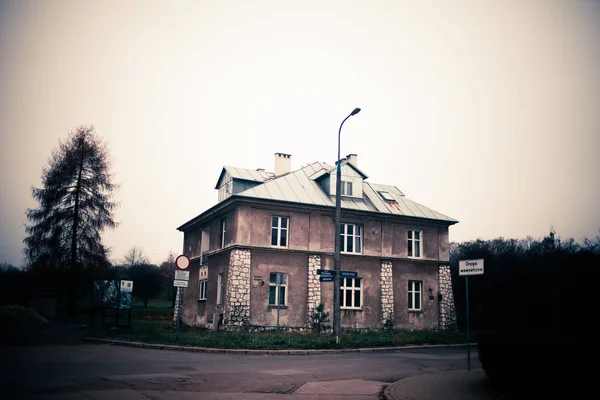Krakow Polen November 2019 Plaszow Tidigare Tyskt Koncentrationsläger Grey House — Stockfoto