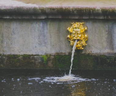 Sankt Petersburg, Rusya-Haziran, 2016-Peterhof. taş maske erkeklerin Çeşme