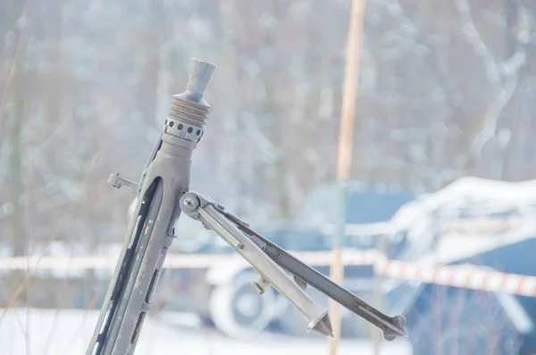 Ametralladora alemana en invierno, primer plano . — Foto de Stock
