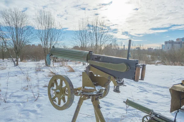 Hiver sur trépied et pistolet Maxim, gros plan — Photo