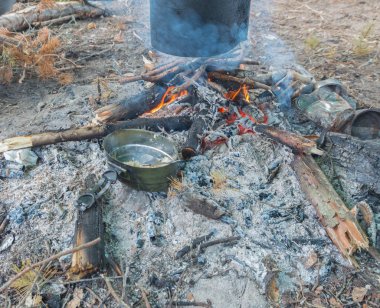 Doğa, bir kase mısır gevreği bir ateşe ısıtmalı Servis Kahvaltı.