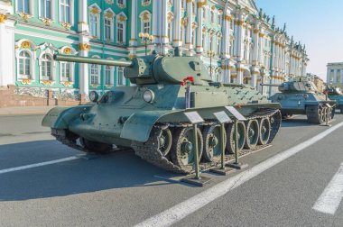 Rusya, Saint-Petersburg, 10 Ağustos 2017 - ona t-34 tankı