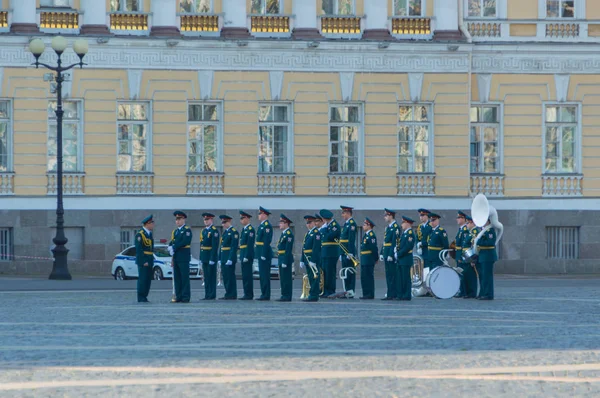 Russia, Saint-Petersburg, August 10, 2017 - brass band of police — Stock Photo, Image