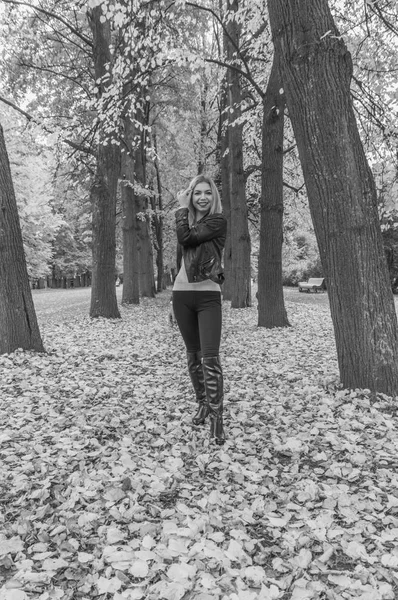 siyah ve beyaz, Park çekici kız sonbahar