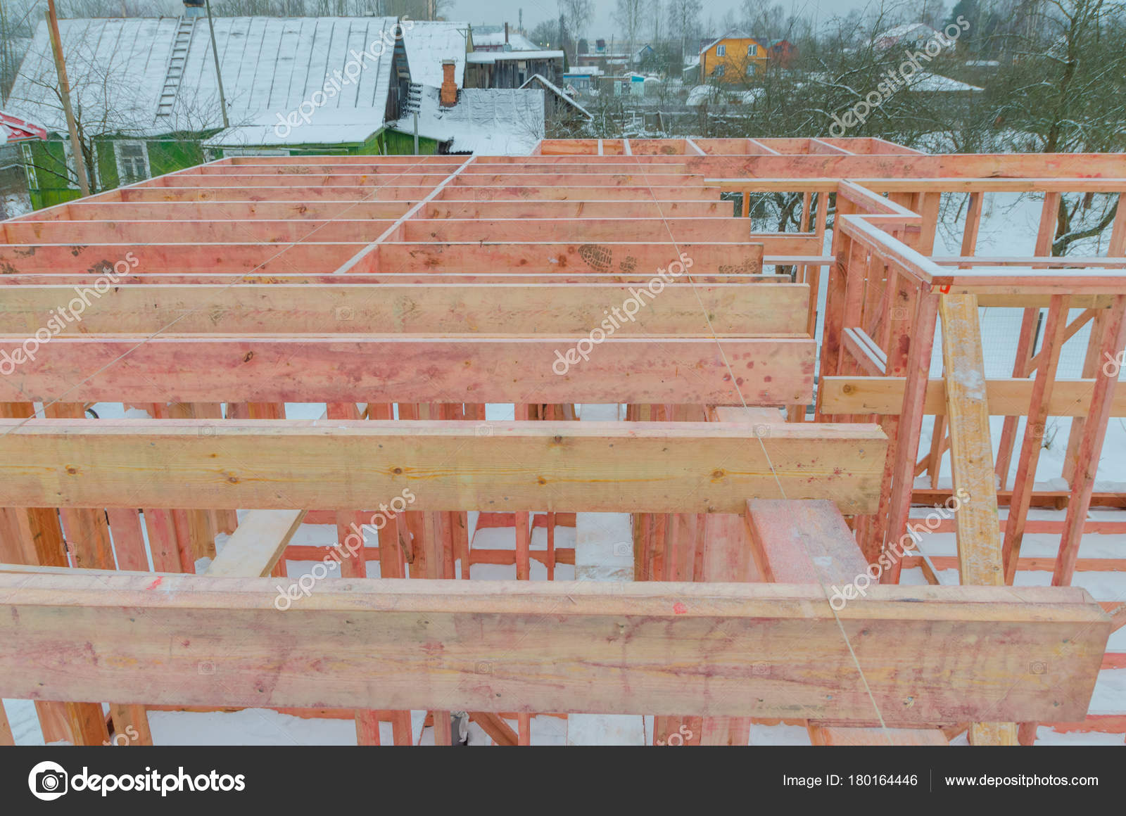 The Walls And Subfloor Of The Second Floor In A Wooden House