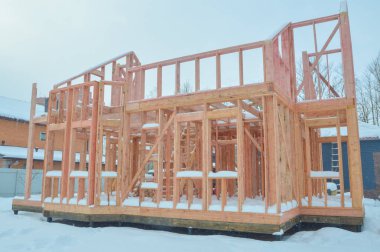 çerçeve ahşap ev İnşaat kışın