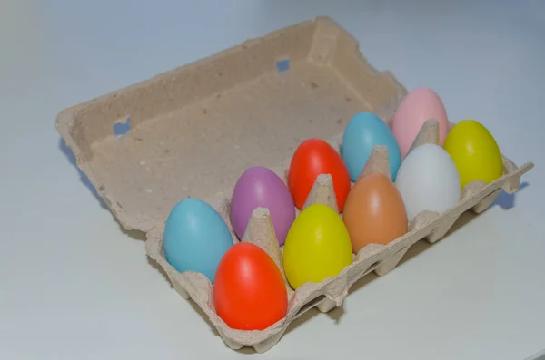 In pack of multi-colored Easter eggs — Stock Photo, Image