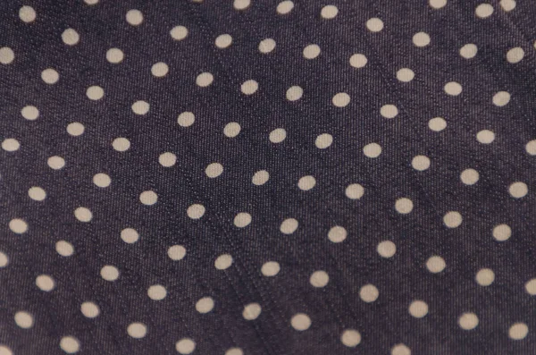 Texture de tissu naturel avec motif, cercles blancs sur bleu foncé — Photo