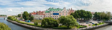 Eski şehir Vyborg kalenin (St.Olav Kulesi) gözlem güverteden Panorama görüntüsü. Vyborg, Rusya Federasyonu.