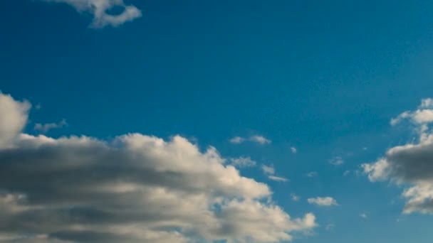 Time lapse clip de nuages blancs pelucheux sur le ciel bleu. Beau paysage nuageux — Video