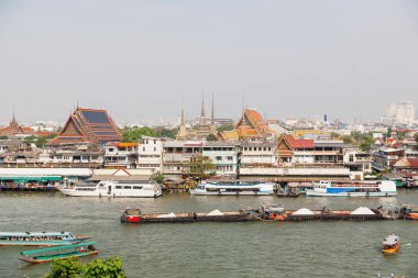 Bangkok, panorama görünüm. Chao Phraya Nehri. Tayland.