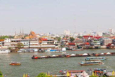 Bangkok, panorama görünüm. Chao Phraya Nehri. Tayland.
