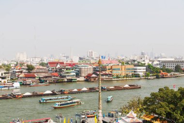 Bangkok, panorama görünüm. Chao Phraya Nehri. Tayland.