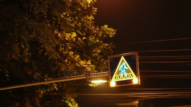 Sinais de rua "Crosswalk" com lâmpadas acesas. Bangkok, Tailândia . — Vídeo de Stock