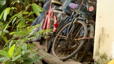 Bangkok, Tayland - 24 Ekim 2012. Eski paslı Bisiklet Lumpini Park ahırda park.