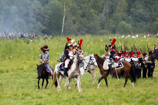 BORODINO, RÚSSIA - 02 de setembro de 2017 - Reconstituição da batalha — Fotografia de Stock