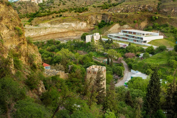 Tbilisi Botanical Garden, panorama view on forest from Narikala fortress. Georgia country. — Stock Photo, Image