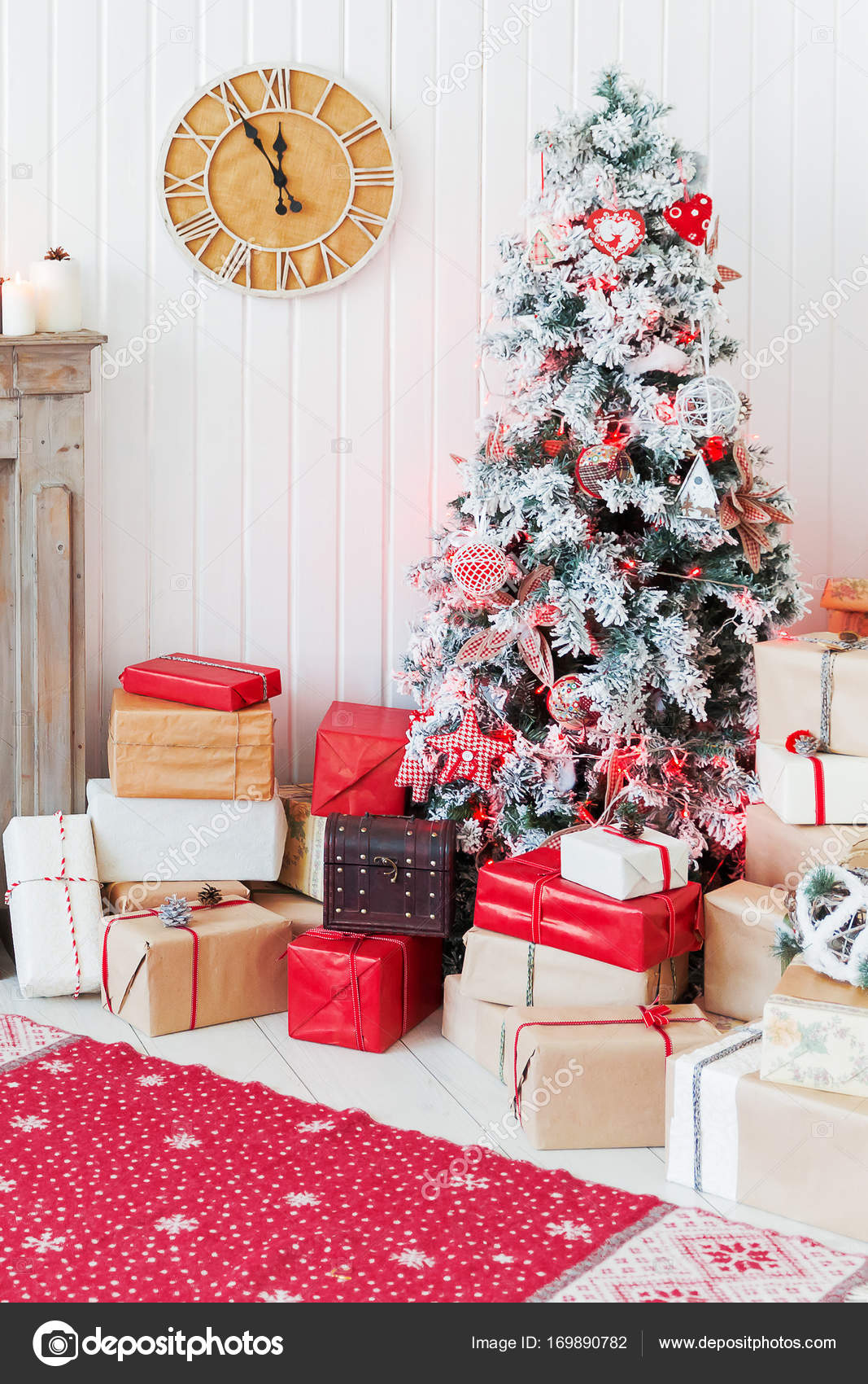 Christmas And New Year Details Of Home Interior Wooden