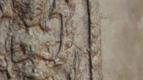 Details of sacral bells in Wat Saket Ratcha Wora Maha Wihan the Golden Mount . Bangkok Thailand. — Stock Video